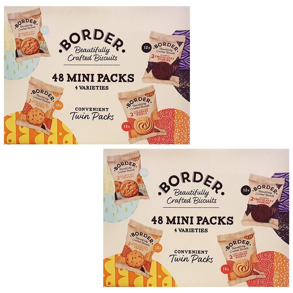 Border Beautifully Crafted Biscuits 4 Varieties - 96 Mini Twin Packs (2 x 48 Pack Boxes)