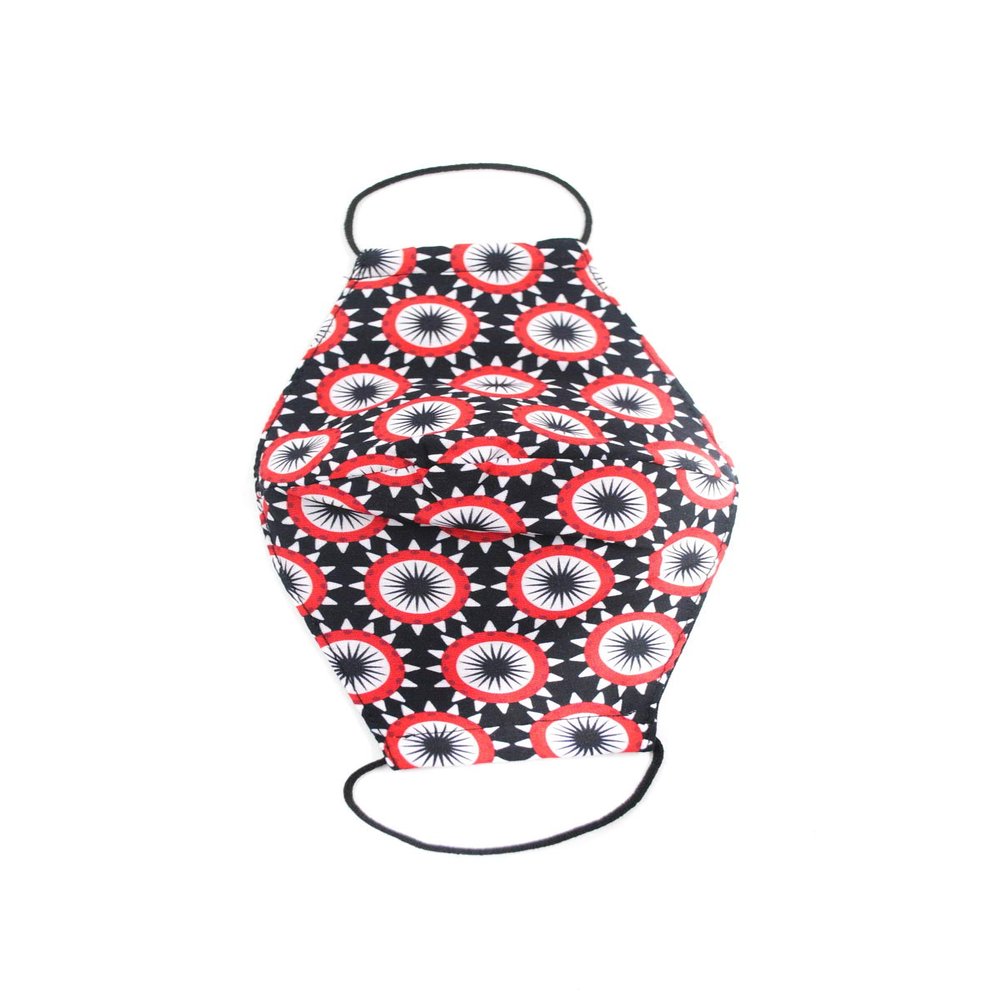 OgLuxe Womens 100% Cotton Washable Outdoor Face Protector Mouth Cover Floral with Ear Loops (TwoLayer RedCircle)