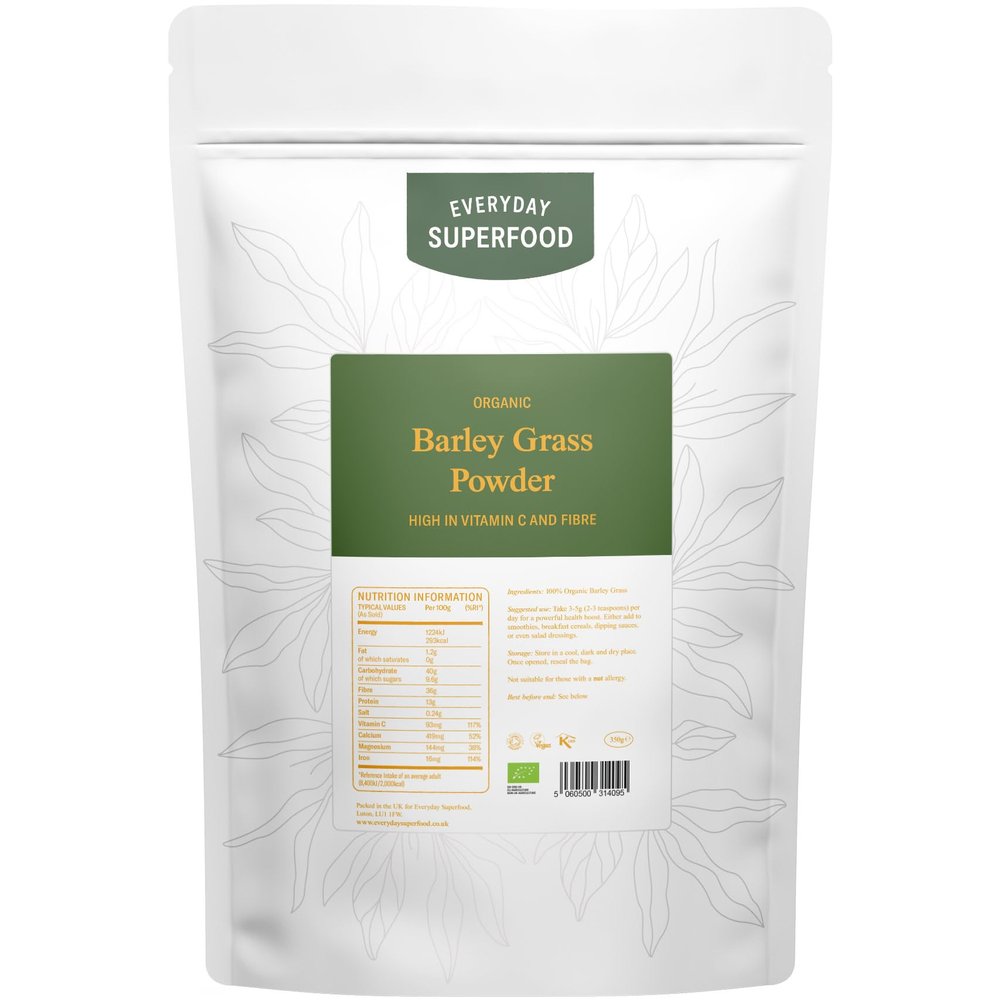 Everyday Superfood Organic Barley Grass Powder 350g, European Grown Barleygrass, Ideal in Juice and Smoothies, Certified Vegan and Kosher