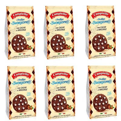 6x Campiello Biscotti del Buongiorno Frollini con cocoa e nocciole shortbread with cocoa and hazelnuts 700g biscuits cookies 100% Italian cookies