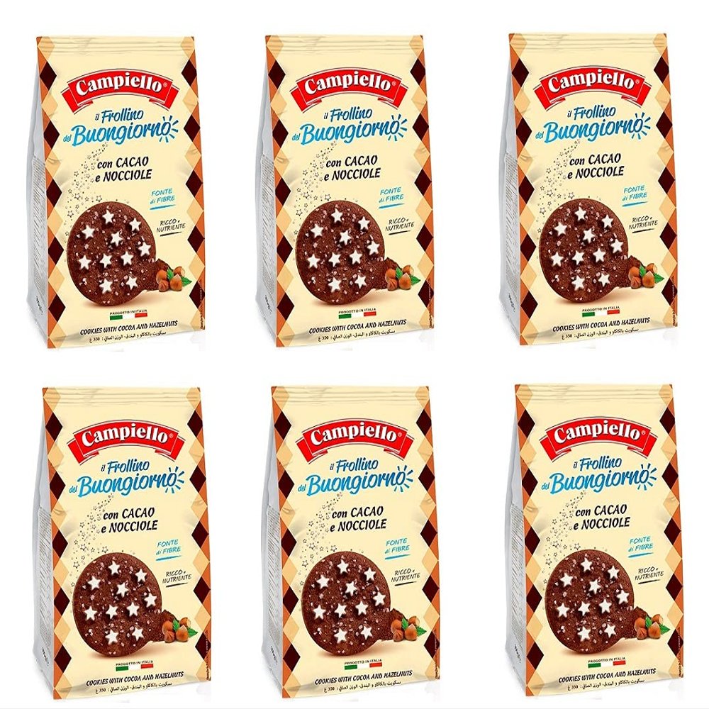 6x Campiello Biscotti del Buongiorno Frollini con cocoa e nocciole shortbread with cocoa and hazelnuts 700g biscuits cookies 100% Italian cookies