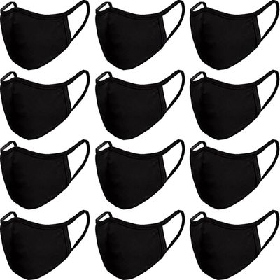 12 Pack Reusable Cotton FabricFashion Protective, Unisex Black Dust Cotton, Washable