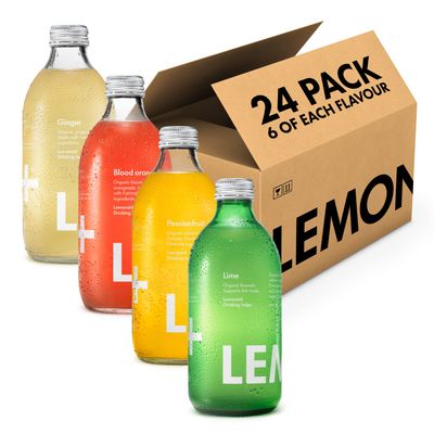 Lemonaid Sparkling Soft Drink: Mixed 24 Pack, 4 flavours (Lime, Passion Fruit, Blood Orange, Ginger) - 24 x 330ml