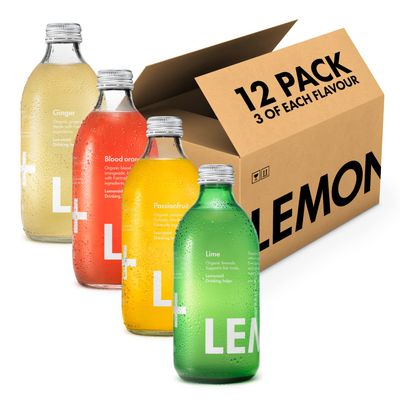 Lemonaid Sparkling Soft Drink: Mixed 12 Pack, 4 flavours (Lime, Passion Fruit, Blood Orange, Ginger) - 12 x 330ml