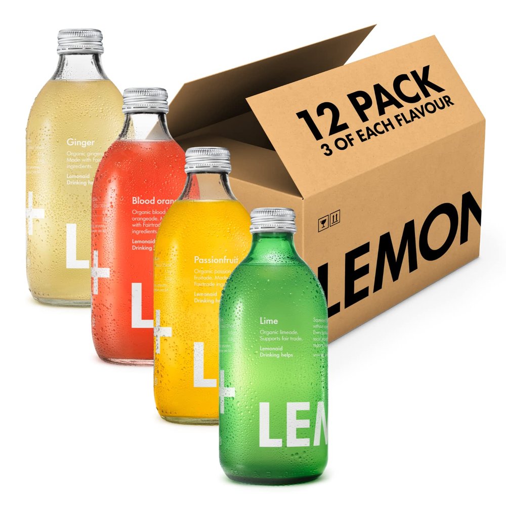 Lemonaid Sparkling Soft Drink: Mixed 12 Pack, 4 flavours (Lime, Passion Fruit, Blood Orange, Ginger) - 12 x 330ml