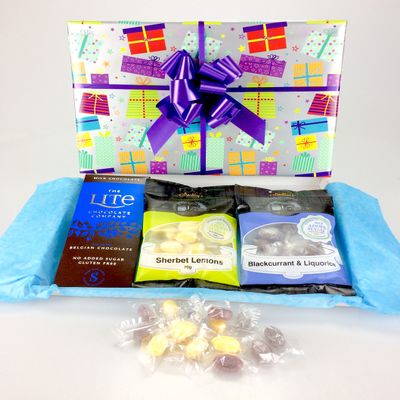 No Added Sugar Hamper - Gift Wrapped Chocolate & Sweet Hamper Box Suitable for Diabetic Diets