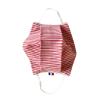 Washable Fabric Protective Mask, Category 1 UNS1, with Nasal Clip, Made in France, Red Stripes AFNOR, Pack of 2 (Adult Size 10 x 19 cm) view 4