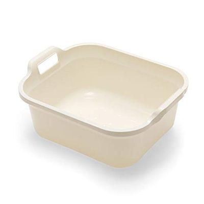10L Plastic Large Washing Up Bowl Kitchen Basin Sink with Handles (Cream)