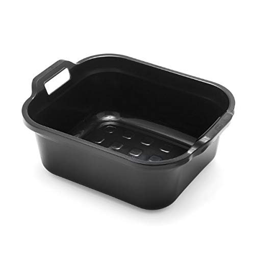 10L Plastic Large Washing Up Bowl Kitchen Basin Sink with Handles (Black)