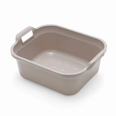 10L Plastic Large Washing Up Bowl Kitchen Basin Sink with Handles (Mushroom)