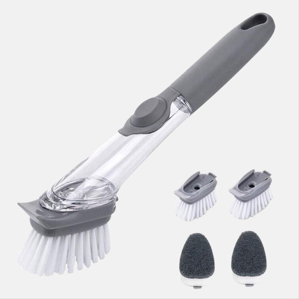 1/5 Piece Dual Purpose Kitchen Cleaning Brush Scrubber Dishwasher Dishwasher Sponge Automatic Liquid Dispenser Kitchen Pot Cleaning Tool