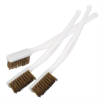 1 Piece Plastic & Brass House Kitchen Cleaning Brush with Handle 17 cm Brush Mini Shoe Line Bristle White Cleaning