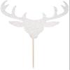 20pcs Christmas Reindeer Antler Cake Topper Glitter Paper Cupcake Topper Cake Decorations for Xmas Holiday Party Favors - Silver view 3
