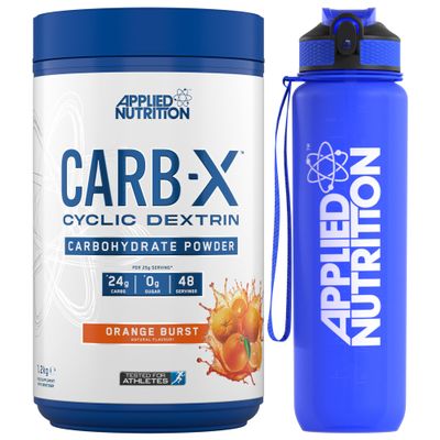 Applied Nutrition Bundle Carb X 1.2kg + Lifestyle Water Bottle 1000ml | Cyclic Dextrin Carbohydrate Powder, Intra Workout Carb Powder, Fuel Training, Quick Source of Energy, Vegan (Orange Burst)