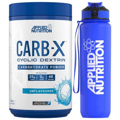 Applied Nutrition Bundle Carb X 1.2kg + Lifestyle Water Bottle 1000ml | Cyclic Dextrin Carbohydrate Powder, Intra Workout Carb Powder, Fuel Training, Quick Source of Energy, Vegan (Unflavoured)