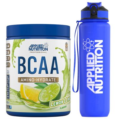 Applied Nutrition Bundle: BCAA Powder 450g + Lifestyle Water Bottle 1000ml | Branched Chain Amino Acids BCAAs Supplement, Intra Workout & Recovery (450g - 32 Servings) (Lemon & Lime)