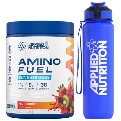 Applied Nutrition Bundle Amino Fuel 390g + Lifestyle Water Bottle 1000ml - Amino Acids Supplement, EAA Essential Amino Acids Powder, Muscle Fuel & Recovery (Fruit Burst)