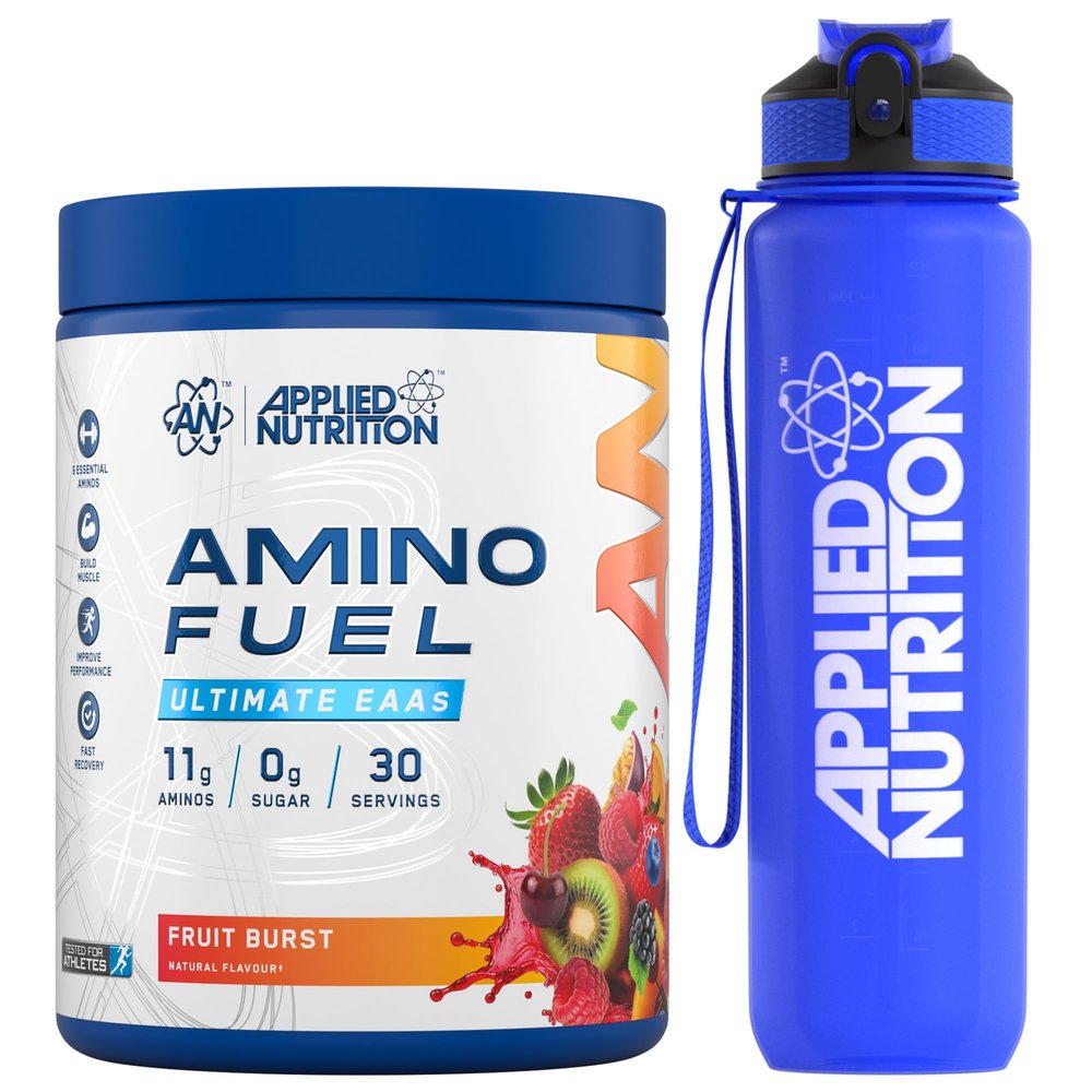 Applied Nutrition Bundle Amino Fuel 390g + Lifestyle Water Bottle 1000ml - Amino Acids Supplement, EAA Essential Amino Acids Powder, Muscle Fuel & Recovery (Fruit Burst)