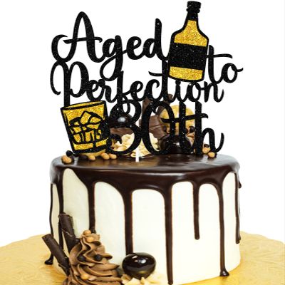 Happy 30th Birthday Cake Topper - Happy 30th Birthday Decorations - Hello 30 - Black Glitter Thirty Years Old Birthday Party Supplies