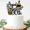 Happy 30th Birthday Cake Topper - Happy 30th Birthday Decorations - Hello 30 - Black Glitter Thirty Years Old Birthday Party Supplies view 2