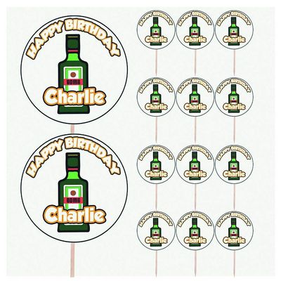 AK Giftshop Personalised Jagerbomb Birthday Food & Cupcake Toppers Picks Flags Party Decorations - (pack of 14)