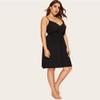 Women Sexy Teddy Lingerie Nightwear Strap Dress Contrast Lace Night Dress Women Sexy Summer Sleeveless Sleepwear Ladies Solid V Neck Loungewear-Black_4XL view 2