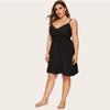 Women Sexy Teddy Lingerie Nightwear Strap Dress Contrast Lace Night Dress Women Sexy Summer Sleeveless Sleepwear Ladies Solid V Neck Loungewear-Black_4XL view 3