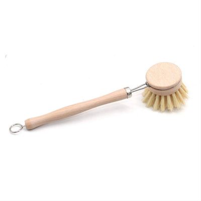 Sisal Bamboo Cleaning Brush Scrubber Long Handle Dishwasher Brush Replaceable Intestinal Basin Brush Kitchen Cleaning Supplies