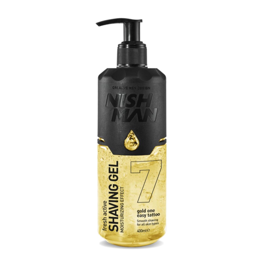Nishman Transparent Shaving Gel with Pump for Men, Women, 400 ml | Moisturizing and Smooth Shaving Experience