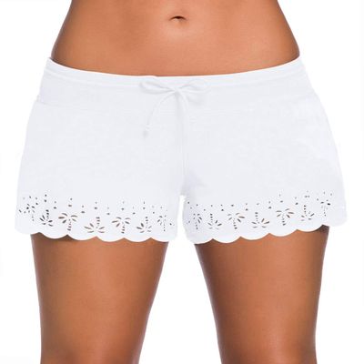 ChinFun Board Shorts Women's Swimswear Tankini Swim Briefs Swimsuit Bottom Boardshorts Beach Trunks - white - Small