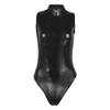 KHDFYER Sexy Lingerie for Men Women Lingerie Wetlook Pu Leather One-Piece High Cut Sleeveless Leotard Bodysuit Clubwear-Black_M view 2