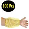 100 x Disposable Clear Cleaning Over-Sleeve Water-Resistant Arm Cover Sleeve Protector with Elasticated Wrist and Elbow for Adult { 100, Yellow } view 3