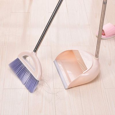The Latest Plastic Bumper Soft Hair Broom Thickening Household Sweeping Multifunctional Anti-Skid Handle Cleaning Tool 2 Pieces/Set