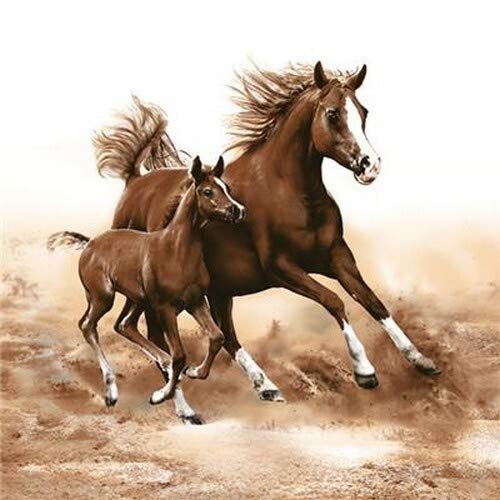 20 Napkins Horses in Gallop | Animals | Table Decoration 33 x 33 cm
