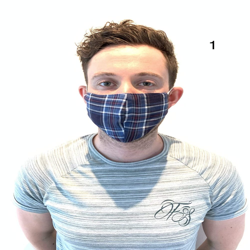 Face Mask, Skin-friendly 100% Cotton Unisex Mouth Mask, Reusable, Washable & Reversible Masks for Running, Outdoor Activities; Handmade UK manufactured