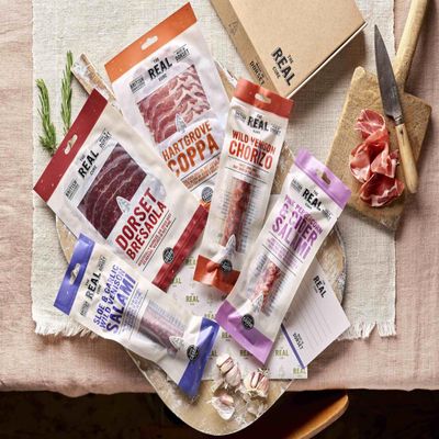 The Real Cure Charcuterie Hamper Dorset Letterbox Charcuterie - 5 Award-Winning Cured Meat Selection - British Charcuterie Gift Box for Foodies, Men, Women and Couples