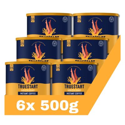 TrueStart Barista Grade Instant Coffee  Smooth Original Barista (6 Pack x 500g) Mycotoxin-Free Coffee & Rich in Antioxidants, Premium Freeze-Dried, 100% Full Flavour, Smooth Rich Roast
