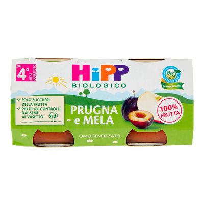 HiPP Omogeneizzato Biologico di Prugna e Mela dai 4+ MESI, 2 x 80g