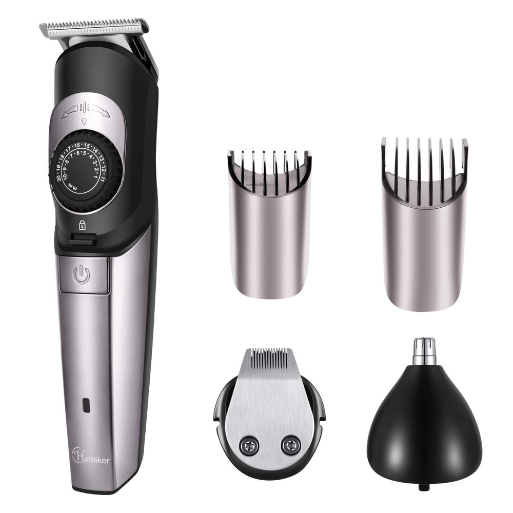 Hatteker Beard Trimmer Kit & Hair Trimmer for Men Cordless Body Moustache Nose Hair Trimmer 3 in 1 Groomer Kit USB Rechargeable