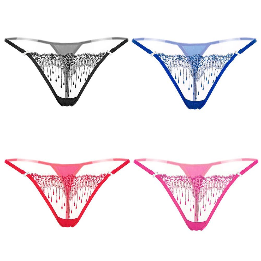 KHUFUZI Women Sexy Underwear Lace Thong Panties Cute G-Strings Short Gift for Girlfriend (4 Colours Pack B), 4 Colors Pack B, 34-40 Petite