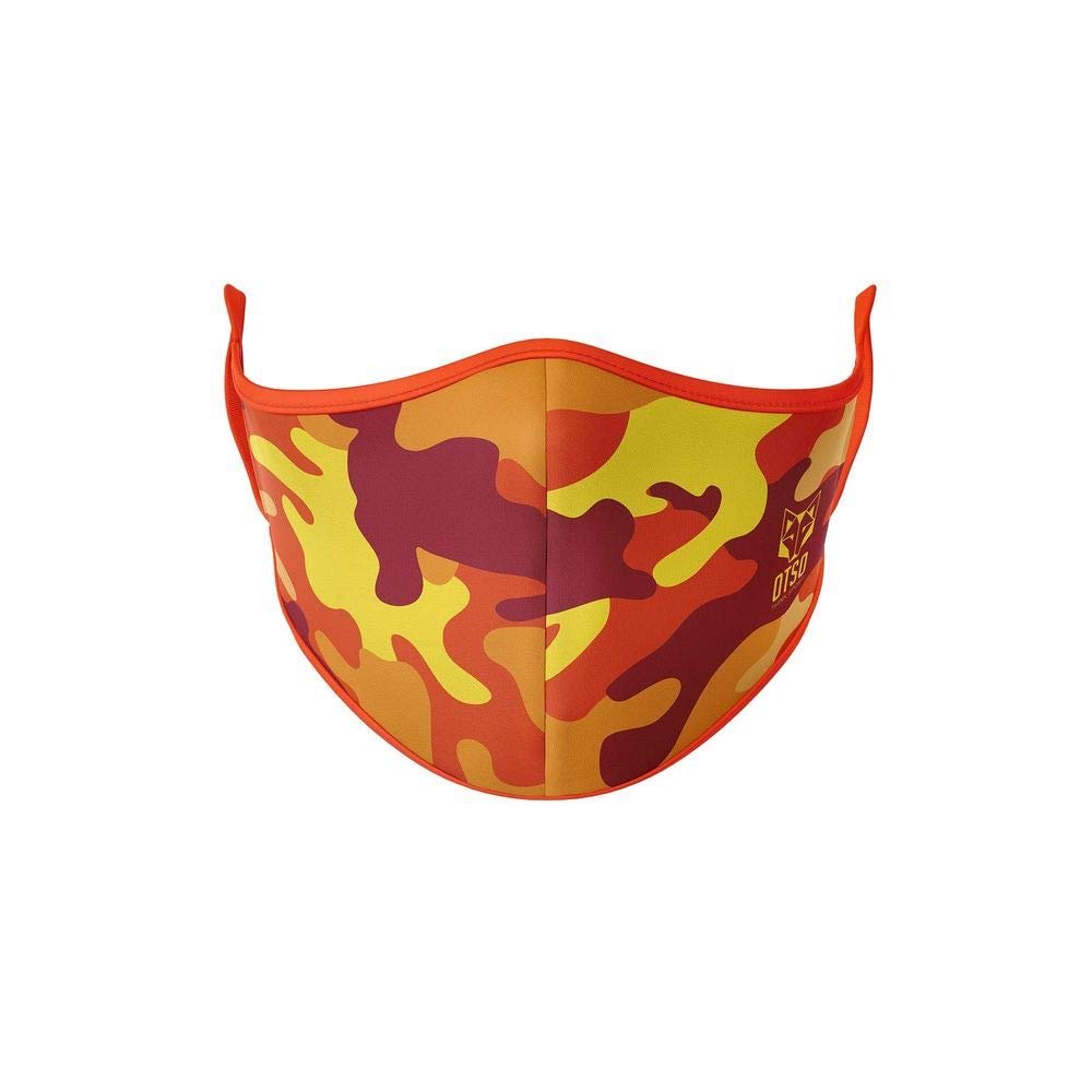 Face Mask Camo Orange reusable and washable with three layers