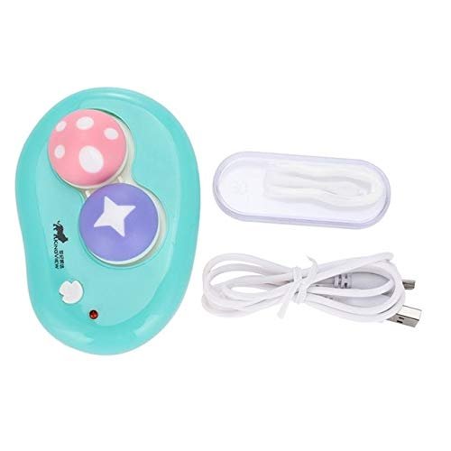 Furniture Accessories Electric Contact Lens Case Ultrasonic Washer Box Cute Mashroom Eyes Care Tools (Color : Green)