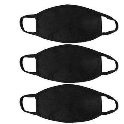 OgLuxe 3 Pcs Cotton Daily Face Cover Washable Reusable Two Layer Plain Black (3 Piece Black)