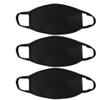 OgLuxe 3 Pcs Cotton Daily Face Cover Washable Reusable Two Layer Plain Black (3 Piece Black) view 1