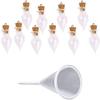 10pcs Clear Glass Bottle Keepsake Jar Message Charm Pendants +Plastic Funnel view 4