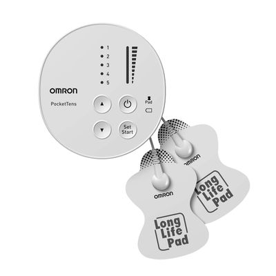 OMRON PocketTENS Portable Pain Reliever - Compact TENS Machine with 3 Pre-Set Pain Programs & 2 Massage Modes - Relieves Pain in Joints, Muscles, Common Problem Areas Incl. Reusable Long Life Pads