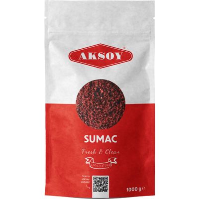 Aksoy Ground Sumac 1KG || Authentic Tangy Spice, Perfect for Seasoning, Salads & Marinades, No Additives, Non-GMO, Vegan Friendly, Premium Quality Mediterranean Spice (Packaging May Vary)