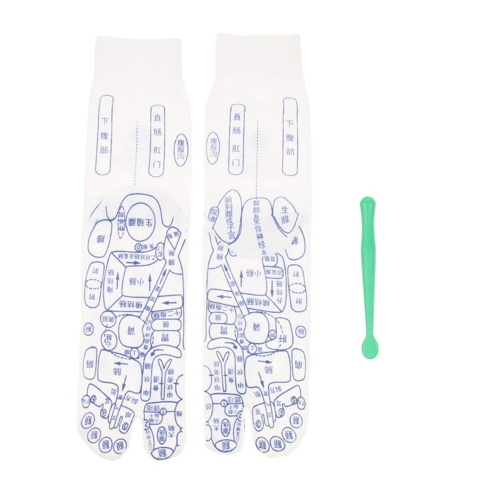 1 Pair White Women Men Adults Foot Pressure Point Acupuncture Reflexology Massage Socks for Salon Spa Stores S M L - White, L (S)