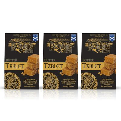 Bonnie Glen - Handmade Traditional Scottish Tablet - Pouch x 3 Pack, Artisanal Premium Quality Ingredients Delicious Flavour Great Gift Idea Luxury Confectionery Vegetarian - 3x150g