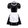 KHDFYER Women Lace Babydoll Dress Women Adults French Maid Cosplay Costumes Femme Sexy Clubwear Puff Sleeve A-Line Leather Maids Dress with Apron and Headband-Black_XXL view 4